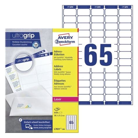 The quickpeel range offers a time saving solution on peeling time as well as being compatible with the royal mail smart stamp system. Address Labels with QuickPEEL™ & Ultragrip | L7651-100 | Avery