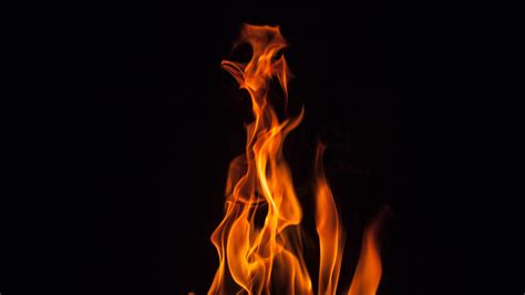 Fire Flame Bonfire Dark Burning 4k