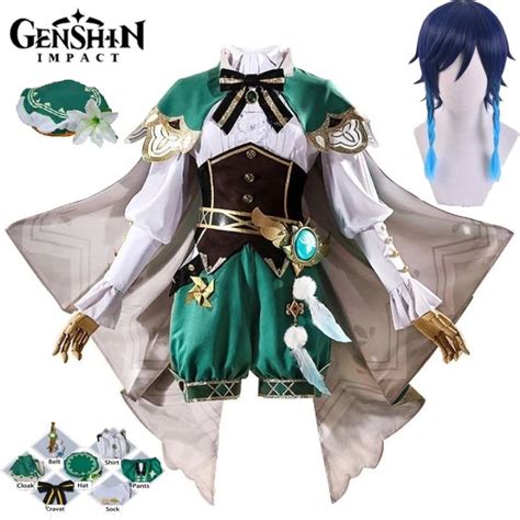Game Genshin Impact Venti Cosplay Costume Outfit Dress Costumes Woman