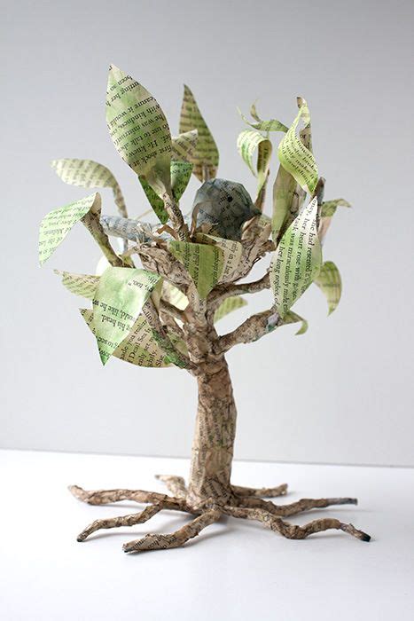 Crafty Challenge 7 Paper Mache Tree With Nesting Bird Paper Mache