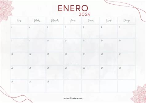 Calendarios Enero 2024 💜 Para Imprimir