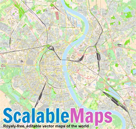 Scalablemaps Vector Map Of Cologne Center Colorful City Map Theme