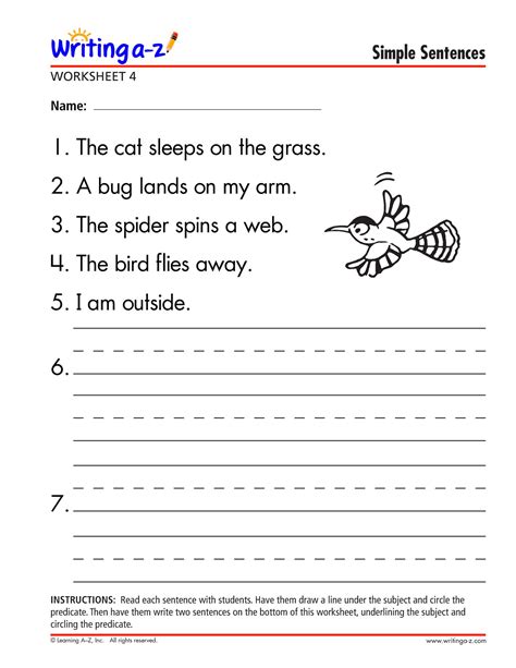 Mockinbirdhillcottage Simple Sentences To Write