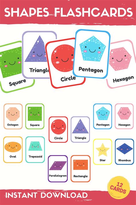 Shapes Flashcards Shapes For Preschool 2d Shapes Flash Etsy In 2022