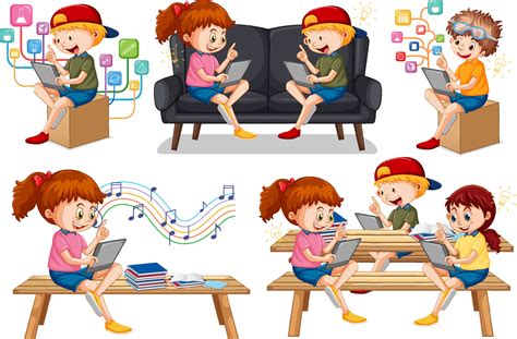 Set Of Children Doing Different Activities 7253132 Vector Art At Vecteezy