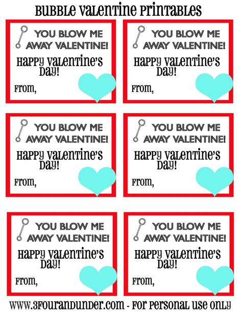 Free Printable Bubble Valentine Cards
