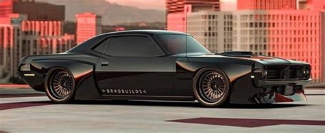 Killer Cuda Is A Murdered Out Widebody Hemi Muscle Car Rendering Autoevolution