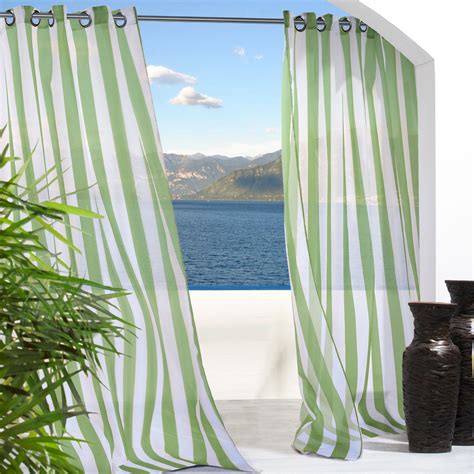 Shop Green Stripe Escape Outdoor Curtain With Grommets Commonwealth