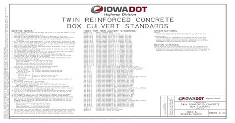 Twin Reinforced Concrete Box Culvert Standards · Box Culvert Standards