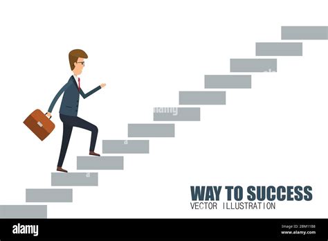 Way To Success Concept Step By Step Vector Illustration In Flat Design Stock Vector Image