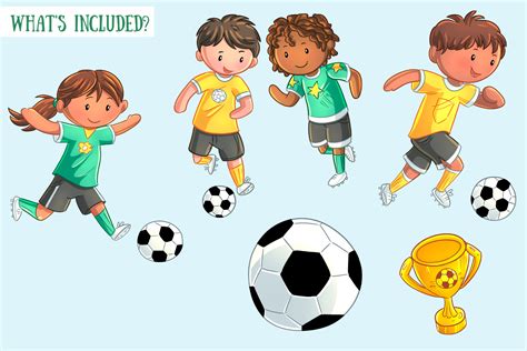 Kids Playing Soccer Clip Art Collection