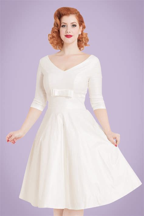 50s Dorothy Bridal Swing Dress In Ivory