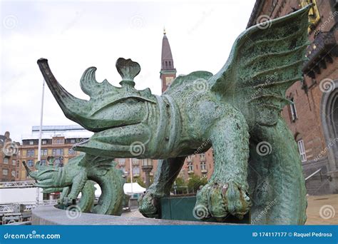 Bronze Dragon Statue Copenhagen City Hall Denmark Editorial