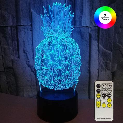 Great for any childrens bedroom or playroom lighting needs. Novelty Pineapple 3D Night Light 7 Colors Changing ...