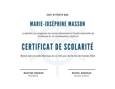 Certificats De Scolarité Les Plus Beaux Modèles Du Web Canva