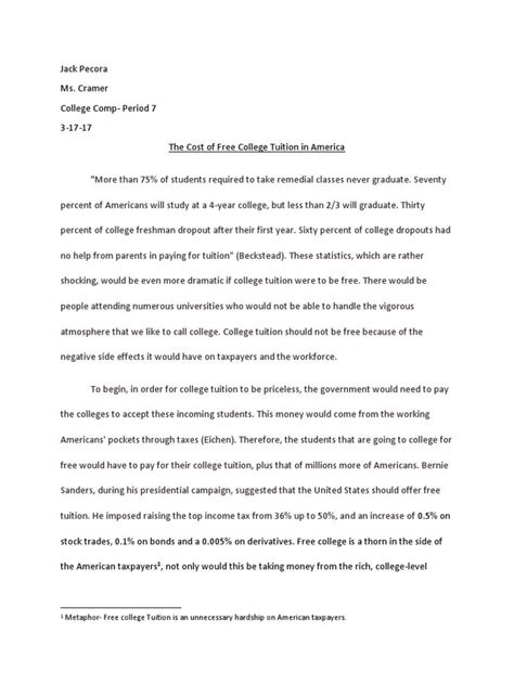 The work on reflection paper in literature is not only the need to tell about a work of fiction that is included in your topic. Rare Why College Should Not Be Free Essay ~ Thatsnotus