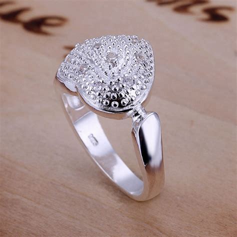 Wholesale Fine 925 Sterling Silver Ring 925 Silver Jewelry Fashion Rhinestone Heart Rings For