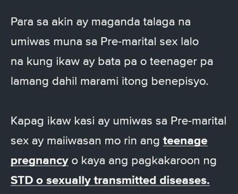 Gumawa Ng Isang Sanaysay Tungkol Sa Pre Marital Sex O Pagtatalik Bago Ang Kasal Brainlyph