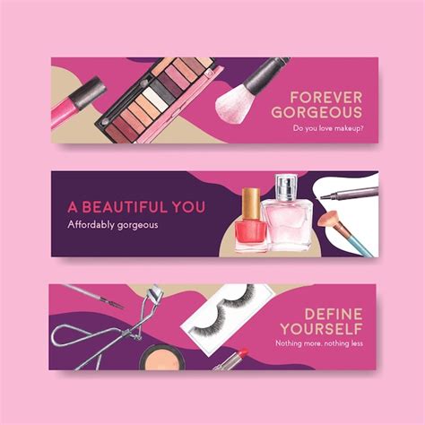 Free Vector Banner Template With Makeup Concept Design For Advertise