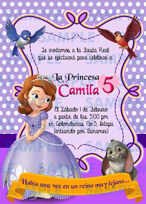 Invitaciones Princesa Sof Quote Princesita Sofia Cumpleaños