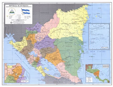 Mapa De La División Política Administrativa De Nicaragua