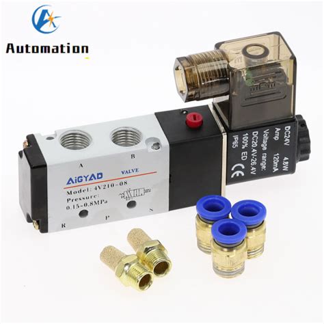 Pneumatic Electric Solenoid Valve 5 Way 2 Position Control Air Gas