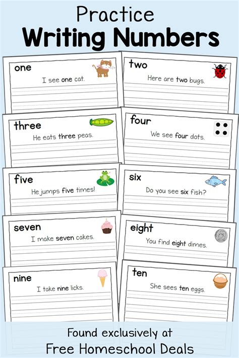 Listening for the numbers one to ten. FREE NUMBER WRITING PAGES (Instant Download) | Free Homeschool Deals