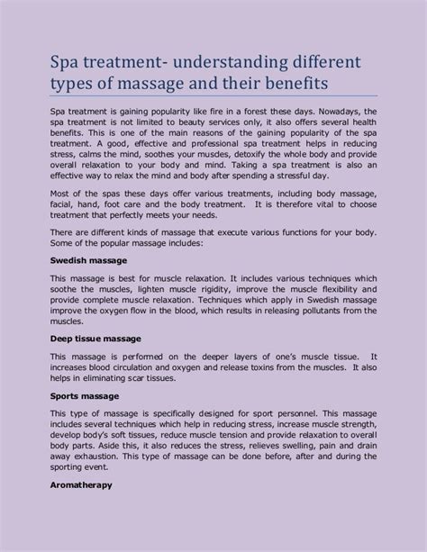 Spa Treatment Understanding Different Types Of Massage And Their Ben