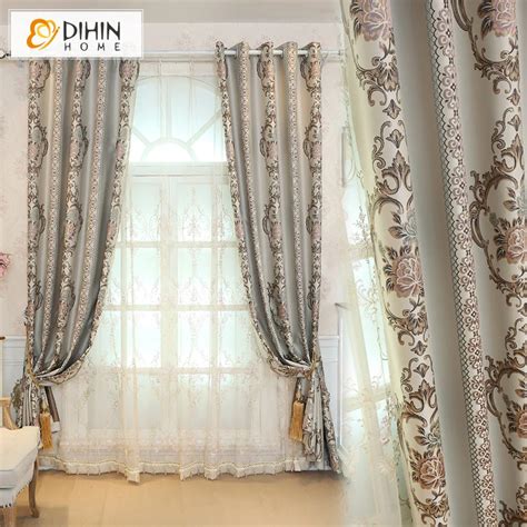 European Style 3 Colors Jacquard Blackout Curtain For Living Room