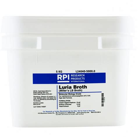 Rpi 5 Kg Container Size Powder Luria Broth Millers Lb Broth