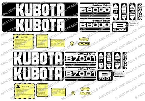 Kubota B6000 B6001 B6100 B7000 B7001 B7100 Compact Tractor Decal