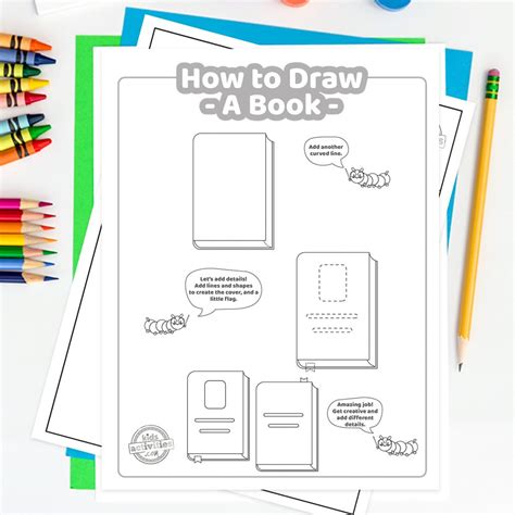 Step By Step How To Draw A Book Easy Printable Lesson For Kids