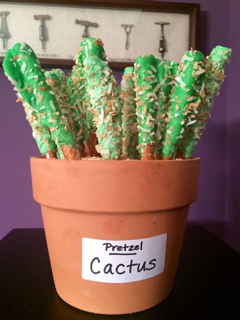 Cactus Treat For A Moving To Arizona Party Pretzel Rods White