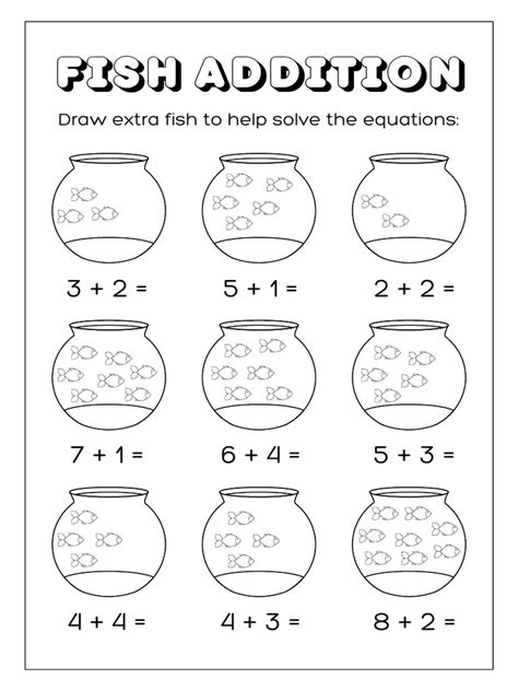 Fish Addition Mathematics Worksheet Pdf
