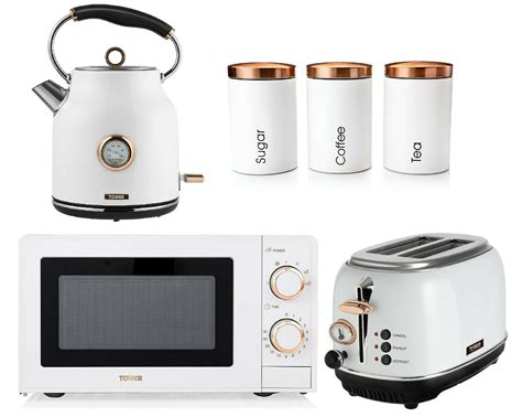 Rapid Boil Traditional Kettle Toaster Microwave Tower And Canisters