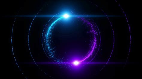 Lens Flares Spinning And Forming Particles Ring Blue Purple Motion Background Storyblocks