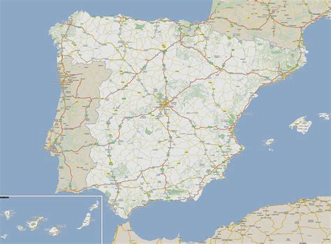 Large Detailed Roads Map Of Spain And Portugal Maps Of