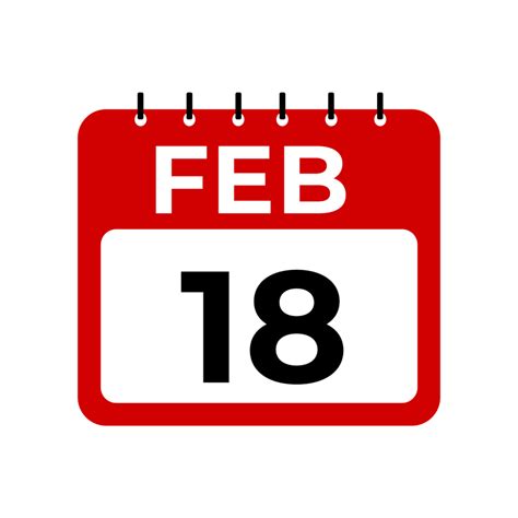 February 18 Calendar Reminder 18 February Daily Calendar Icon Template