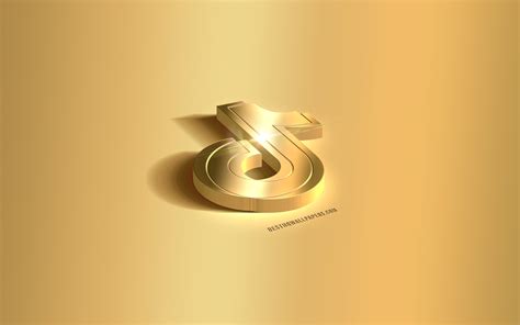 Download Wallpapers Tik Tok 3d Gold Logo Tik Tok Emblem Tik Tok Logo