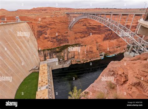 The Glen Canyon Dam Glen Canyon Dam Bridge And Lake Powell Near Page