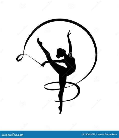 rhythmic gymnastics girl with ribbon dancer silhouette stock vector illustration of