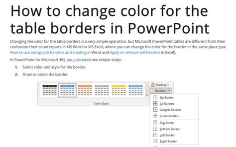 How To Color Table Border In Powerpoint