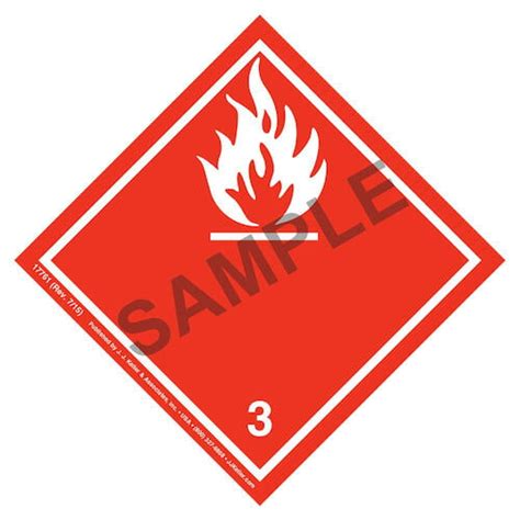 International Dangerous Goods Labels Class Flammable Liquid Vinyl