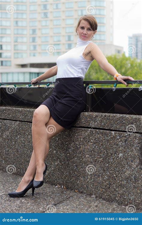 Sexy Sophisticated Woman Poses In Urban City Area Stock Image Image