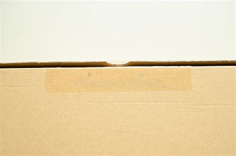 Close Up Blank Brown Cardboard Box Paper Textured Background Stock