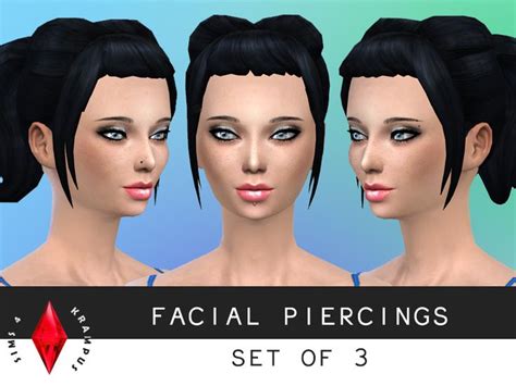 Sims4krampus Set Of 3 Facial Piercings Facial Piercings Nose