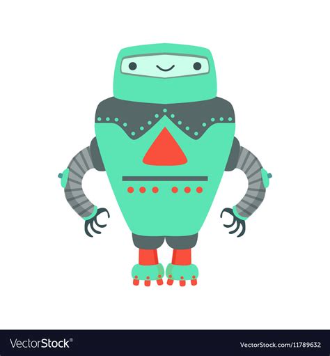 Green Giant Friendly Android Robot Character Vector Image