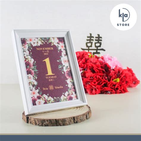 Jual Bingkai Desain Kalender Pernikahan Dengan Bunga Naga And Phoenix 5r