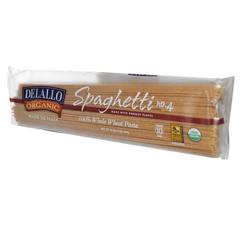 It is then dried slowly at a low temperature to retain its fresh bread flavor and famous al dente bite. DeLallo, Spaghetti No. 4, %100 Organic Whole Wheat Pasta ...