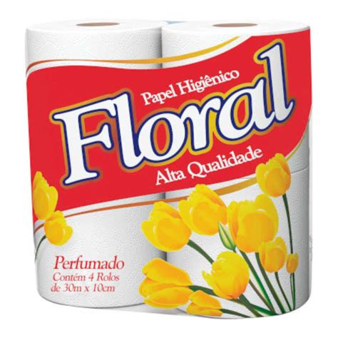 Papel Higiênico Floral Perfumado Com 4 Unidades De 30 Metros